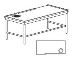 
Table de triage avec trou-dechets Ø 20cm à droite

	Plan pour panier 50x50 - Structure en tube inox AISI 304
	Accrochage avec flange pour connection au lave-vaisselle